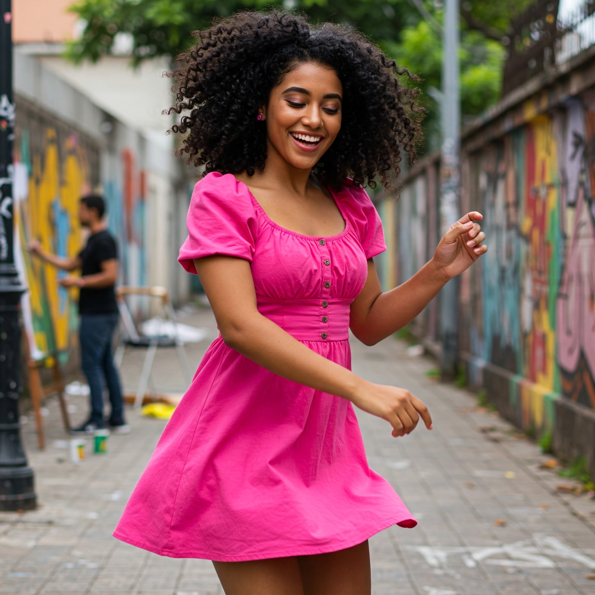 photo of Woman Dancing in Pink Dress
